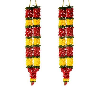 "Red and Yellow Rose Petal Garland (Pair) - code E76 (Brand - Exotic) - Click here to View more details about this Product